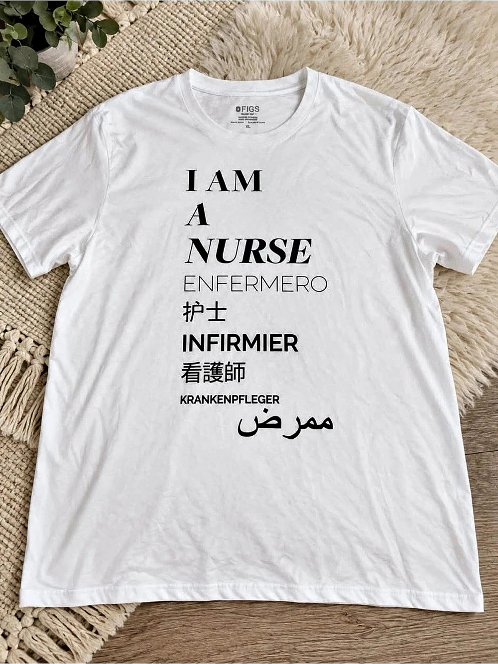 Figs I Am a Nurse Graphic Tee in White